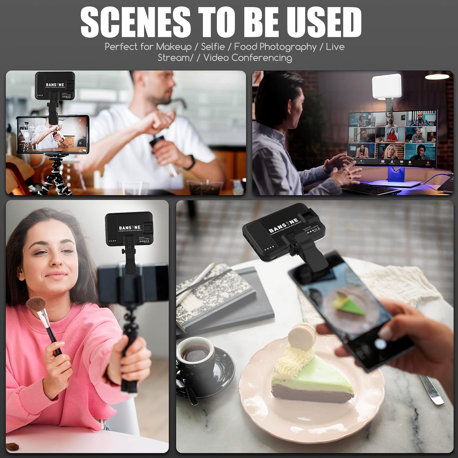 Selfie Light - BANSINE USB-Rechargeable LED Phone Light - Portable Photo Light with 97+ CRI, Up to 6500K Color Temperature Phone Light for Selfie, Zoom Conference, Video, Makeup and Live Stream-6