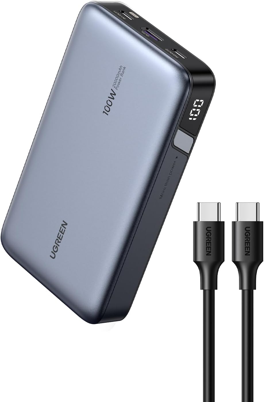 UGREEN 20000mAh 100W Power Bank, Nexode Portable Charger USB C 3-Port PD Fast Charging Battery Pack Digital Display for MacBook, iPad, iPhone 16, Galaxy S24 Ultra, Steam Deck, Dell XPS and More-0