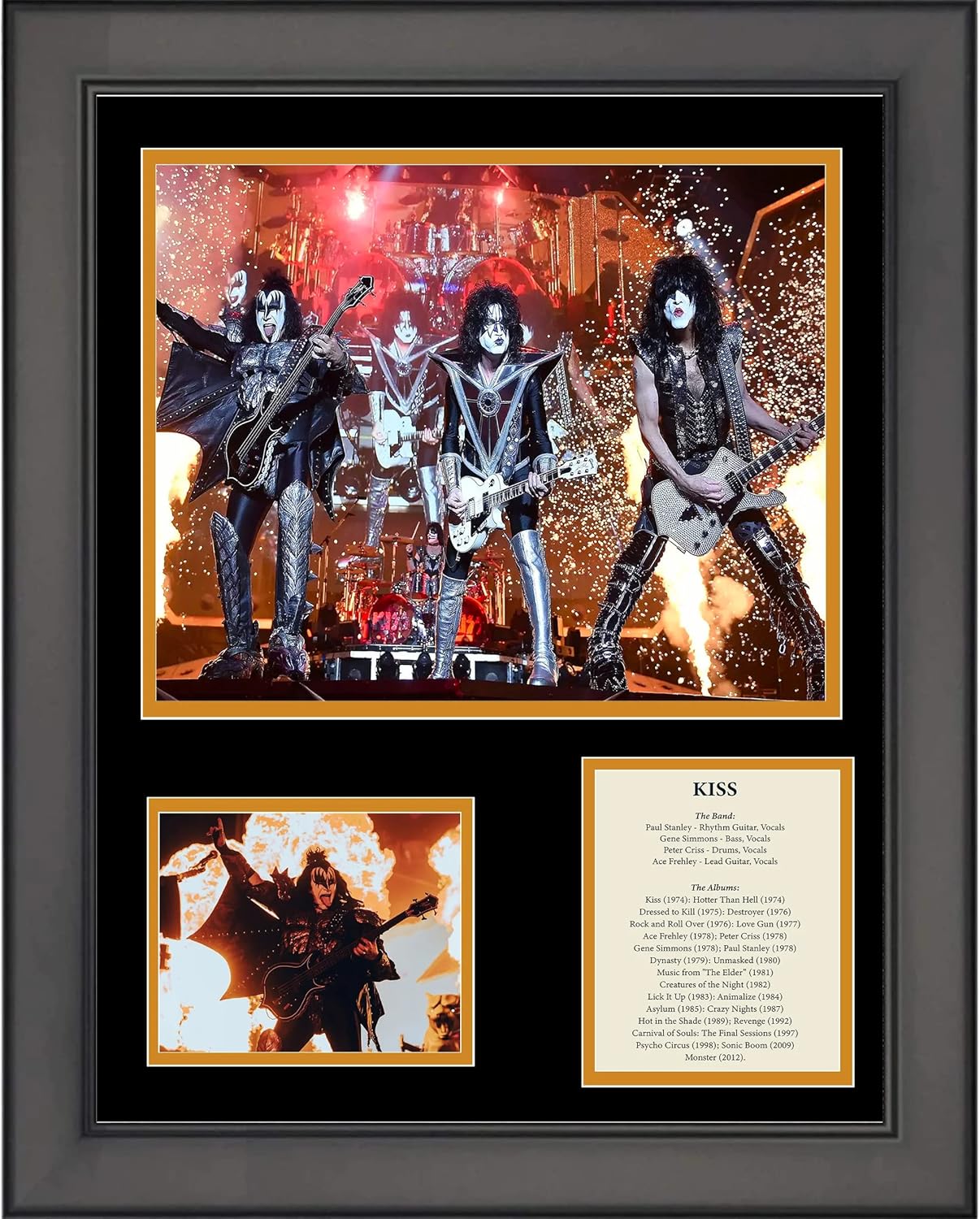 HOFSM.COM Hall of Fame Sports Memorabilia Framed KISS Band 11"x14" Music Three Photo Collage-0