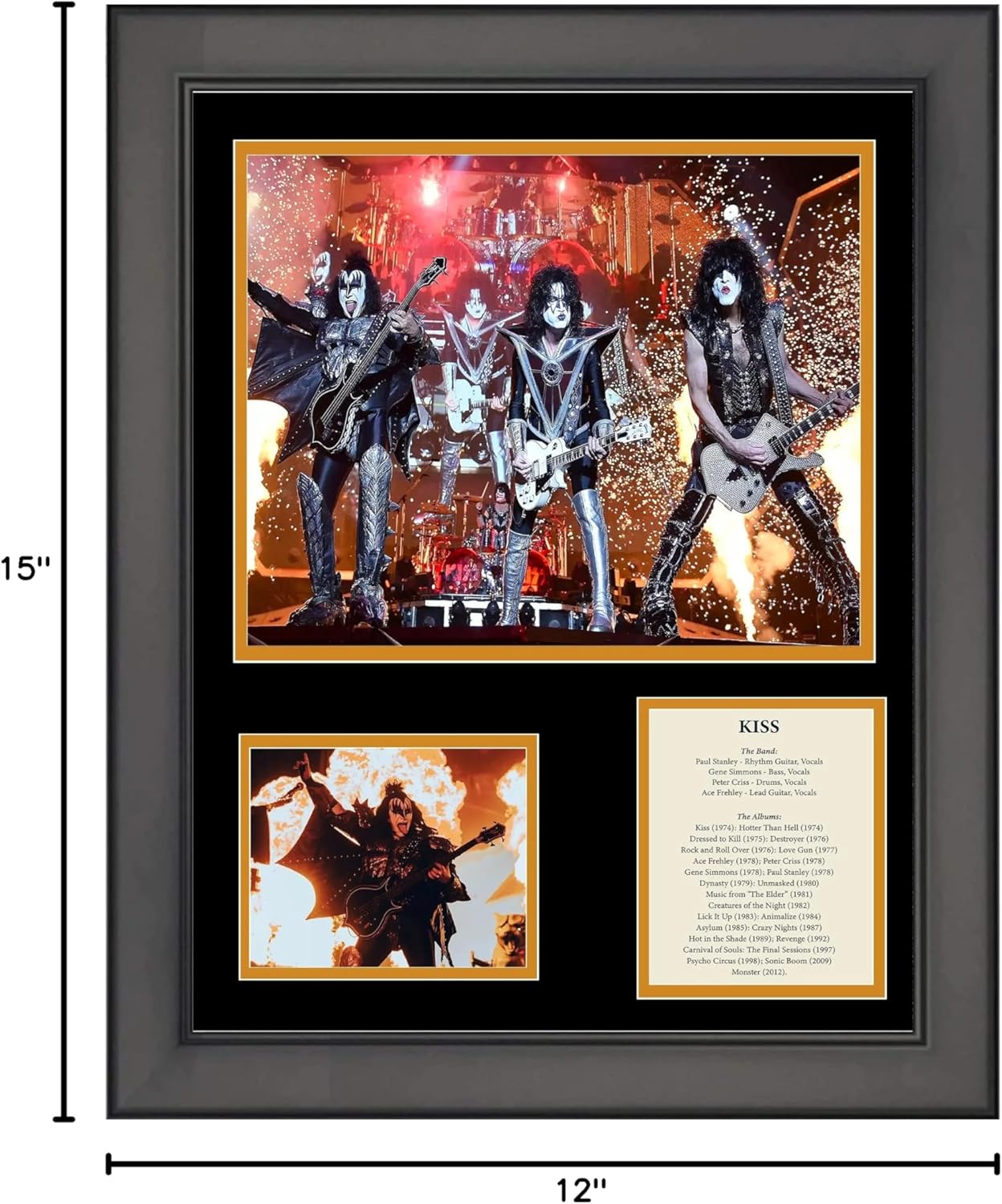 HOFSM.COM Hall of Fame Sports Memorabilia Framed KISS Band 11"x14" Music Three Photo Collage-1