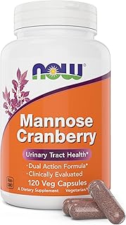 NOW Foods Mannose Cranberry, 120 Veg Capsules - with PAC - 450mg dMannose, 250mg Whole Cranberry - Bladder Cleanse and Urinary Tract Health* - Vegan Friendly Supplement, Non-GMO