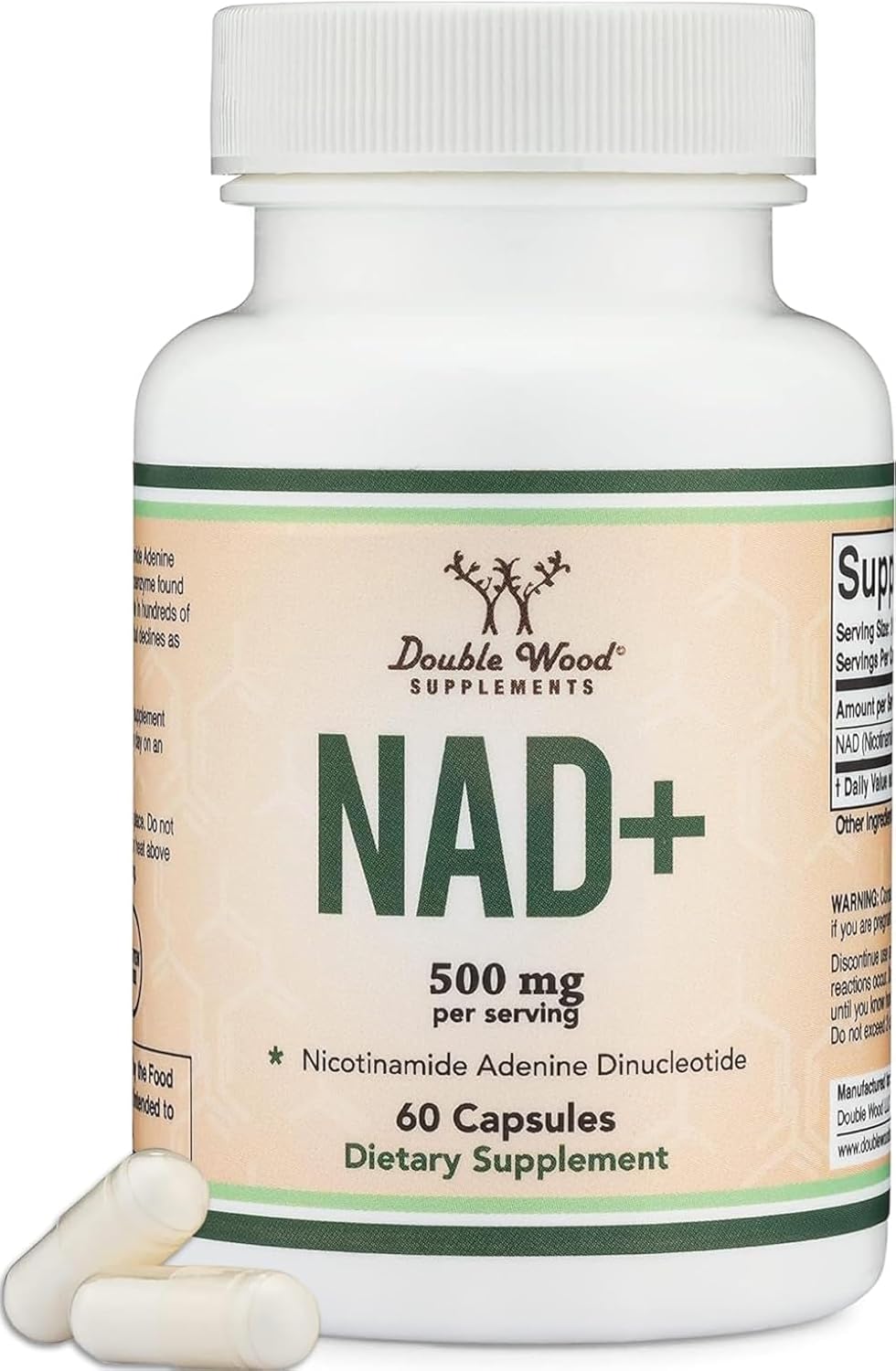 NAD Supplement (500mg of 95% Pure NAD+ Per Serving, 30 Day Supply) NAD Booster Similar to Nicotinamide Riboside (Third Party Tested, Vegan Safe, Non-GMO) by Double Wood-0