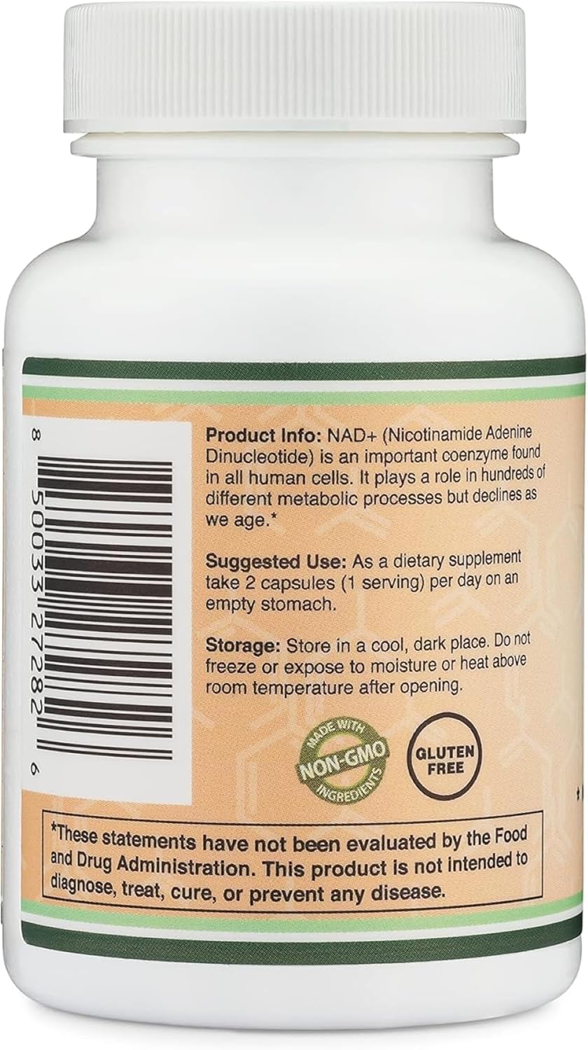 NAD Supplement (500mg of 95% Pure NAD+ Per Serving, 30 Day Supply) NAD Booster Similar to Nicotinamide Riboside (Third Party Tested, Vegan Safe, Non-GMO) by Double Wood-3