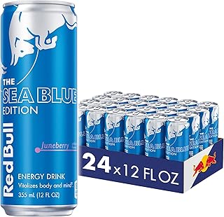 Red Bull Sea Blue Edition Energy Drink, Juneberry, with 114mg Caffeine plus Taurine & B Vitamins, 12 Fl Oz, Pack of 24 Cans