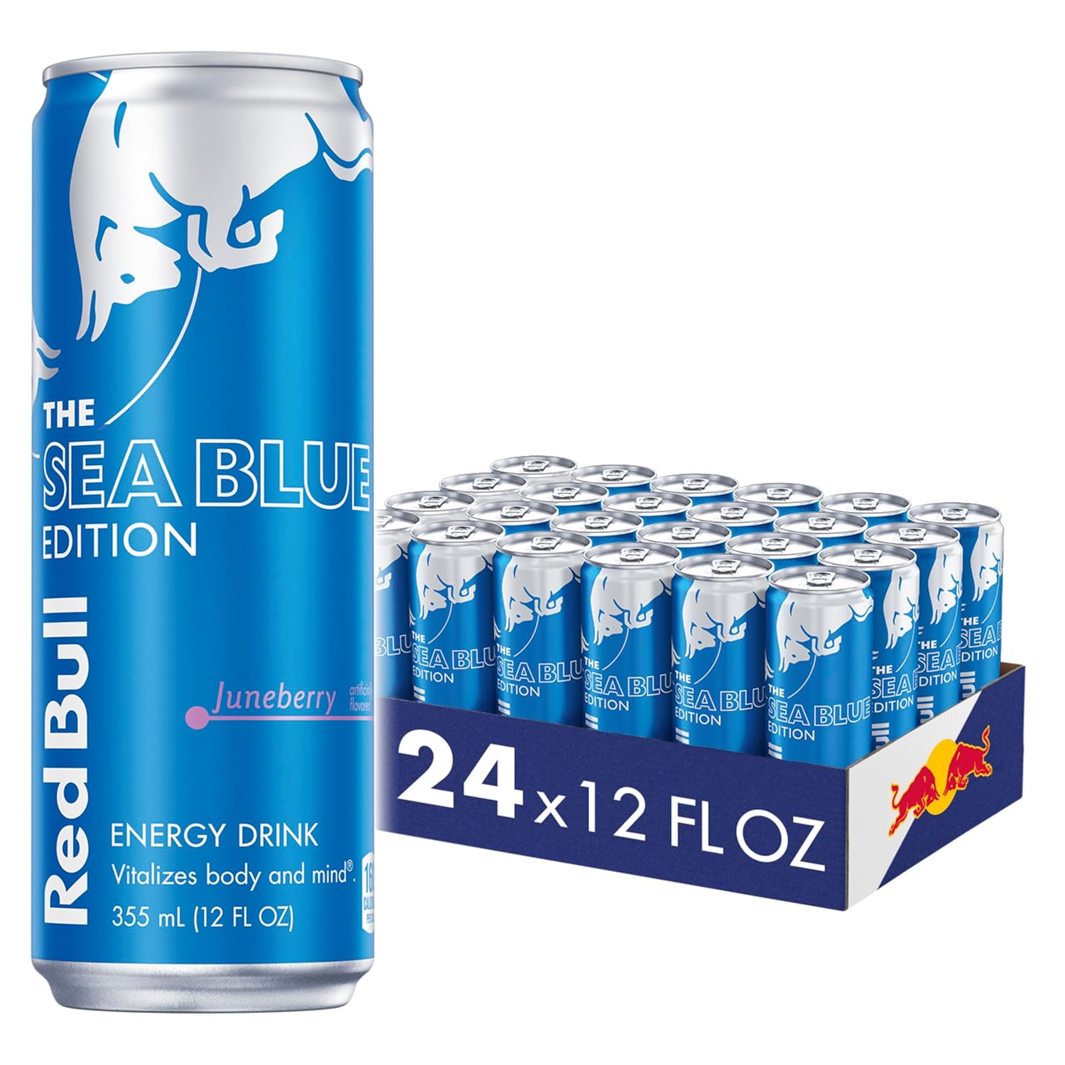 Red Bull Sea Blue Edition Energy Drink, Juneberry, with 114mg Caffeine plus Taurine & B Vitamins, 12 Fl Oz, Pack of 24 Cans-0