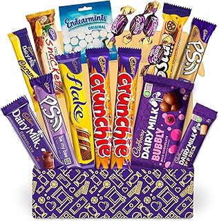 Cadbury Assorted Chocolate Sweets Gift Pack | 16-Piece Imported South African Delights | Includes Flakes, Crunchie Bars, and Chocolate Caramels | Ideal for Gifting and Indulgence | Perfect treat for Chocolate Lovers