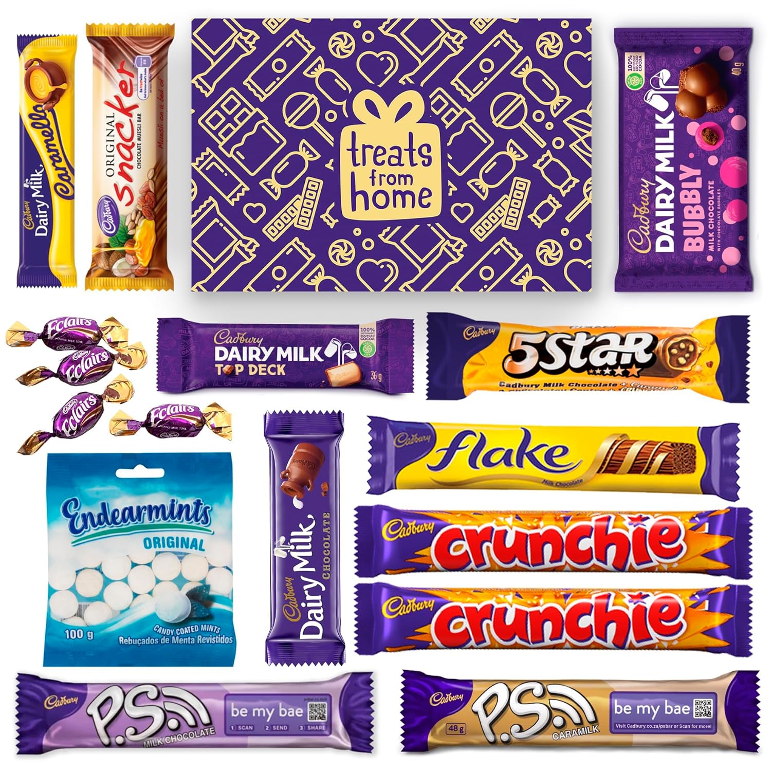 Cadbury Assorted Chocolate Sweets Gift Pack | 16-Piece Imported South African Delights | Includes Flakes, Crunchie Bars, and Chocolate Caramels | Ideal for Gifting and Indulgence | Perfect treat for Chocolate Lovers-1