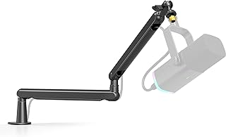 FIFINE Microphone Boom Arm, Low Profile Adjustable Stick Microphone Arm Stand with Desk Mount Clamp, Screw Adapter, Cable Management, for Podcast Streaming Gaming Studio-BM88