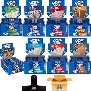 Pop Tarts Ultimate Variety Pack - 96 Total Pastries! - 8 Boxes - 3.3 Ounces Per Package - With Mighty Merchandise Bag Clip