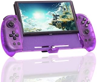 ECHZOVE Nintendo Switch OLED Controller Grip, Ergonomic Controller for Switch OLED and Switch with Gravity Induction of Six-Axis Gyroscope, Double Motor Vibration, Kickstand and Game Card Slot-Purple