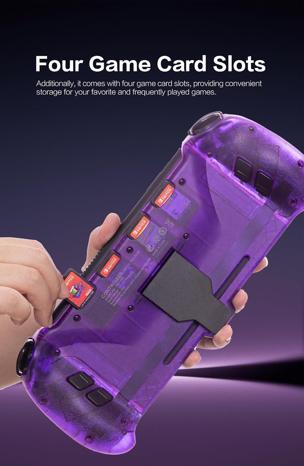 ECHZOVE Nintendo Switch OLED Controller Grip, Ergonomic Controller for Switch OLED and Switch with Gravity Induction of Six-Axis Gyroscope, Double Motor Vibration, Kickstand and Game Card Slot-Purple-3