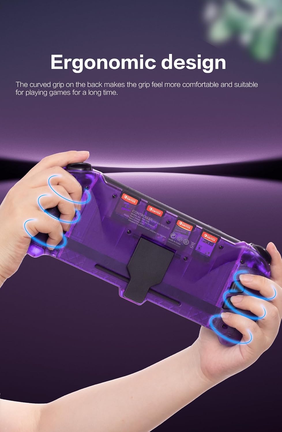 ECHZOVE Nintendo Switch OLED Controller Grip, Ergonomic Controller for Switch OLED and Switch with Gravity Induction of Six-Axis Gyroscope, Double Motor Vibration, Kickstand and Game Card Slot-Purple-4