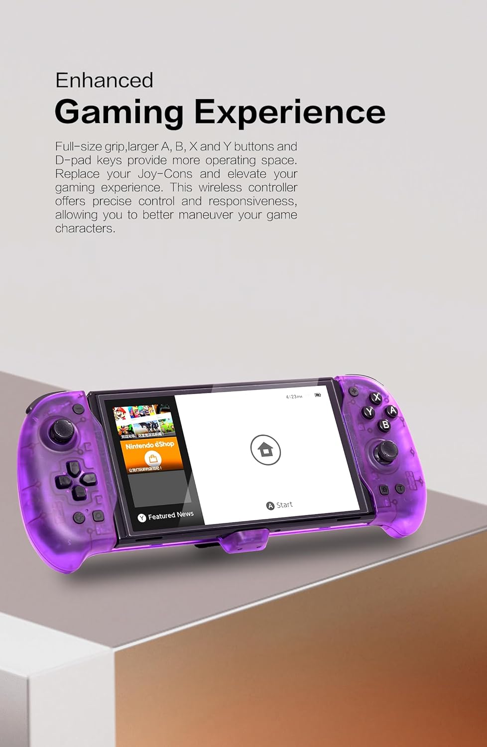 ECHZOVE Nintendo Switch OLED Controller Grip, Ergonomic Controller for Switch OLED and Switch with Gravity Induction of Six-Axis Gyroscope, Double Motor Vibration, Kickstand and Game Card Slot-Purple-6