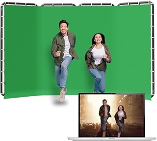 Backdrop Stand 13.12x7.87ft(WxH), NiceVeedi Photo Studio Backdrop Support System with Chromakey Green Screen Backdrop for Photo Studio Video Shooting, Live Streaming, Parties, Keying, Stage