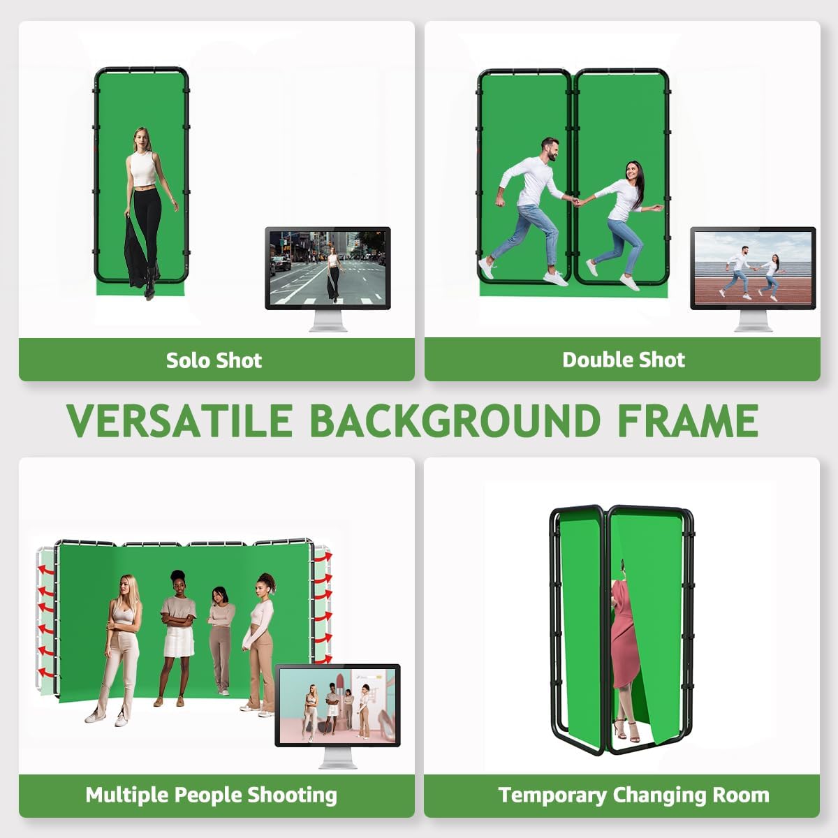 Backdrop Stand 13.12x7.87ft(WxH), NiceVeedi Photo Studio Backdrop Support System with Chromakey Green Screen Backdrop for Photo Studio Video Shooting, Live Streaming, Parties, Keying, Stage-2