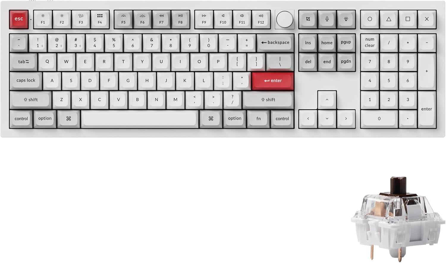 Keychron Q6 Pro Full-Size Bluetooth Custom Mechanical Keyboard for Mac Windows Linux, Full Aluminum QMK/VIA Programmable Knob KSA Double-Shot PBT Keycap Hot-Swappable Keychron K Pro Brown Switch-White-0