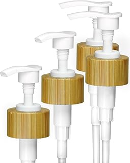 JASAI 4 Pack Bamboo Soap Pump Replacement for Regular Mouth Soap Dispenser, Rustproof Soap Pump for Hand & Dish Soap Bottle and Kitchen Decor.(White)