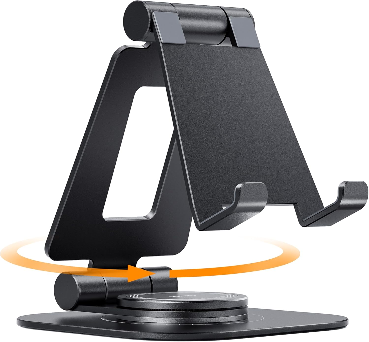 Nulaxy 360 Rotating Cell Phone Stand, Fully Adjustable Foldable Desktop Phone Holder Cradle Dock, Thick Case Friendly, Compatible with All Phones, Nintendo Switch, Black-0