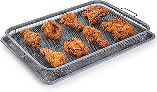 Air Fryer Basket For Oven, Air Fryer Tray, Crisper Tray Non-Stick, Oven Baking Tray with Elevated Mesh, 2 Piece Set Extra Large 13"X19" Granite - by Nuovva