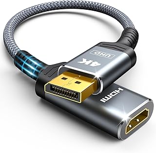 Highwings 4K DisplayPort to HDMI Adapter, Uni-Directional DP 1.2 Computer to HDMI 2.0 Screen, Display Port to HDMI Adapter (Male to Female), SR Anti-Break, No Latch, for Dell HP AMD NVIDIA, Passive