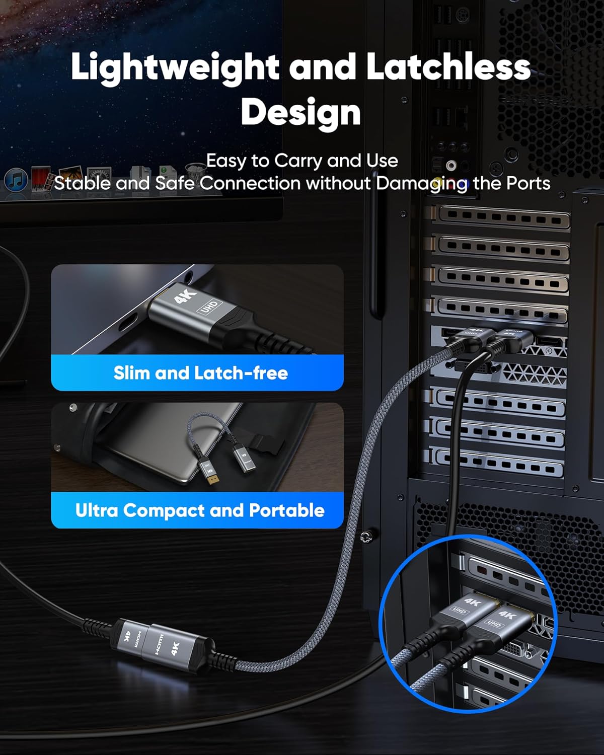 Highwings 4K DisplayPort to HDMI Adapter, Uni-Directional DP 1.2 Computer to HDMI 2.0 Screen, Display Port to HDMI Adapter (Male to Female), SR Anti-Break, No Latch, for Dell HP AMD NVIDIA, Passive-7