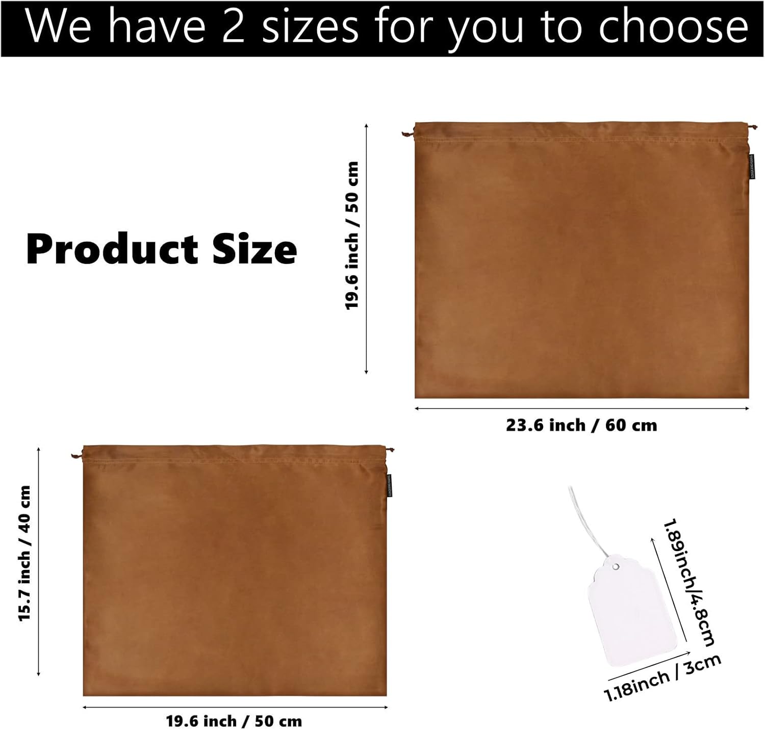 2 Pack Dust Bags for Handbags Silk Dust Cover Bag for Handbags Purses Shoes, Dustproof Drawstring Bag Travel Storage Pouch (Brown)-2