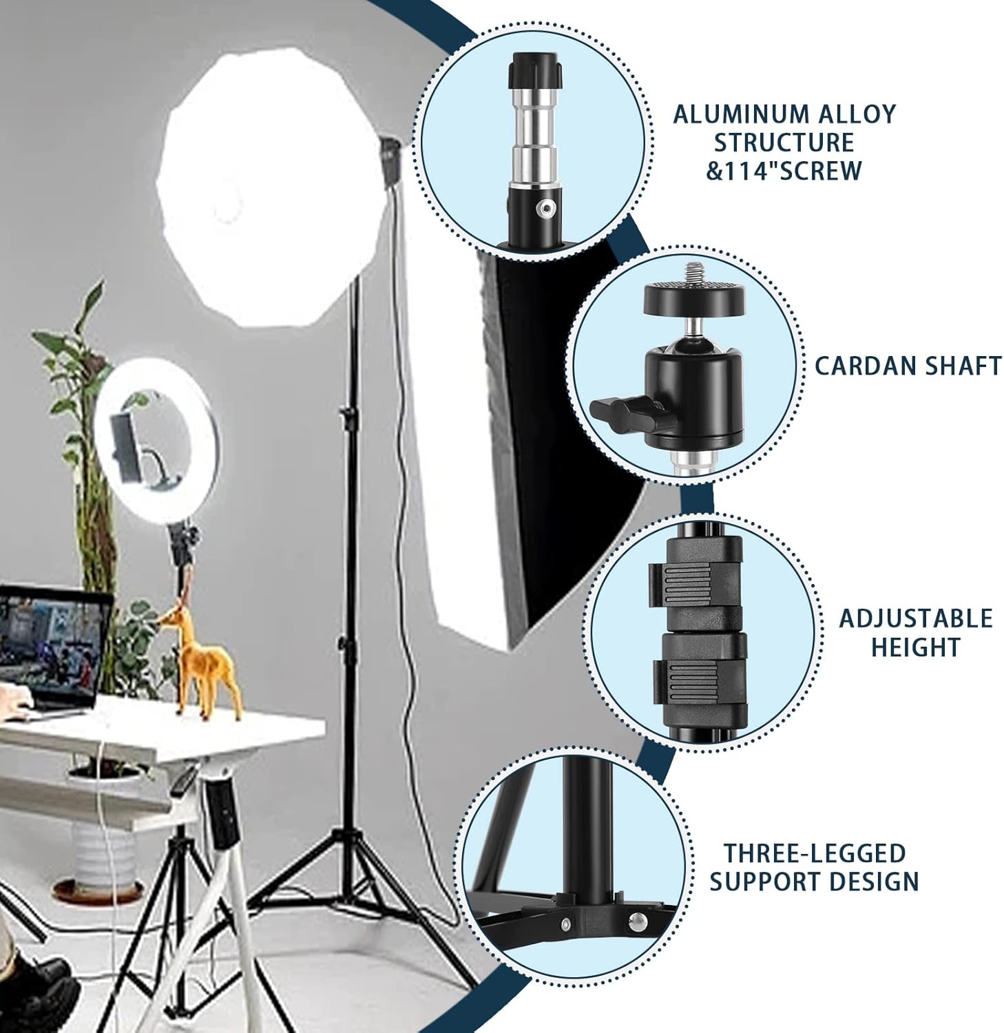 2 Pack Aluminum Light Photography Tripod Stand with Case,Altson 7 Feet Portable Photo Video Tripod Stand for Speedlight, Flash, Softbox, Umbrella, Strobe Light, Camera-3