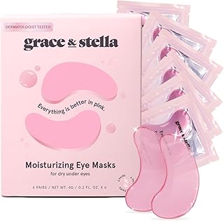 grace & stella Award Winning Under Eye Mask (Pink, 6 Pairs) Reduce Dark Circles, Puffy Eyes, Undereye Bags, Wrinkles - Gel Under Eye Patches - Gifts for Mom - Vegan Cruelty-Free Self Care