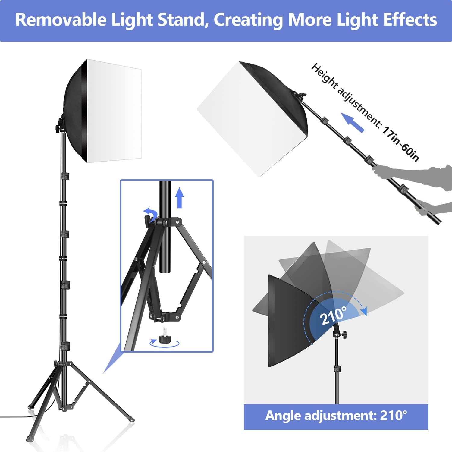 SLOW DOLPHIN Photography Studio Softbox Lighting Kit with 16"X16" Softbox and 3 Colors Temperature 85W LED Bulb with Remote,Professional Photo Studio Equipment for Portrait,Video YouTube (1PACK)-1