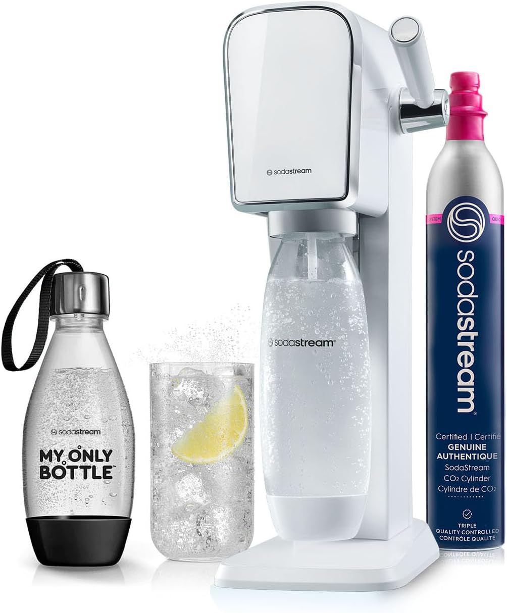 SodaStream Art Sparkling Water Maker (White) with CO2 and Two Carbonating Bottles-0