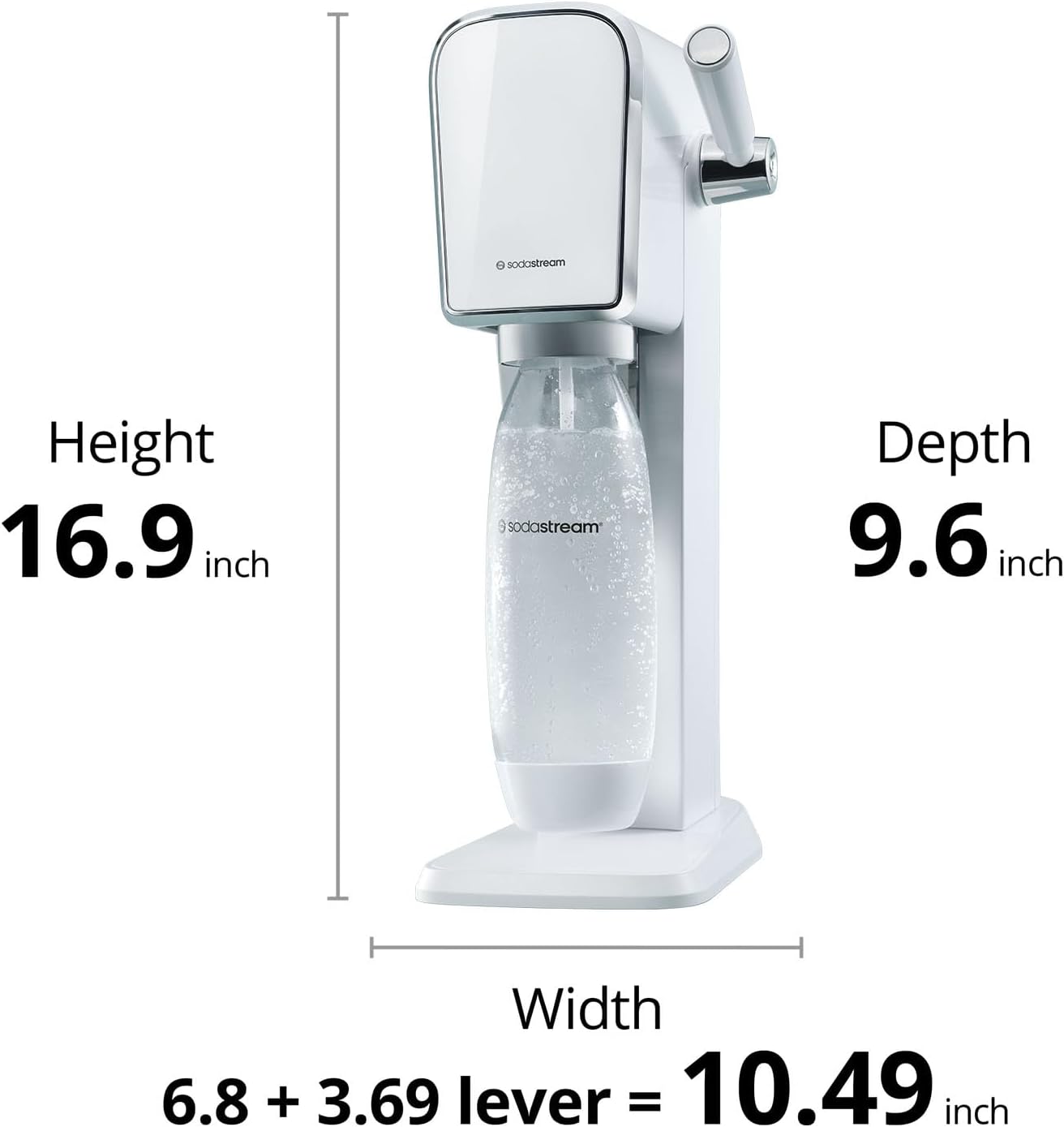 SodaStream Art Sparkling Water Maker (White) with CO2 and Two Carbonating Bottles-9