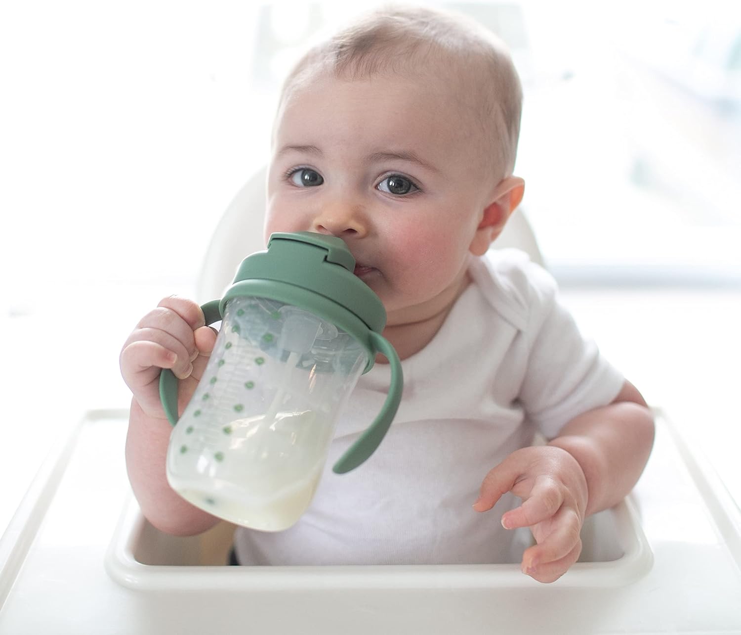 Dr. Brown's Milestones, Baby's First Straw Cup Sippy Cup with Straw, 6m+, 9oz/270ml, 2 Pack, Coral & Olive Green, BPA Free-6