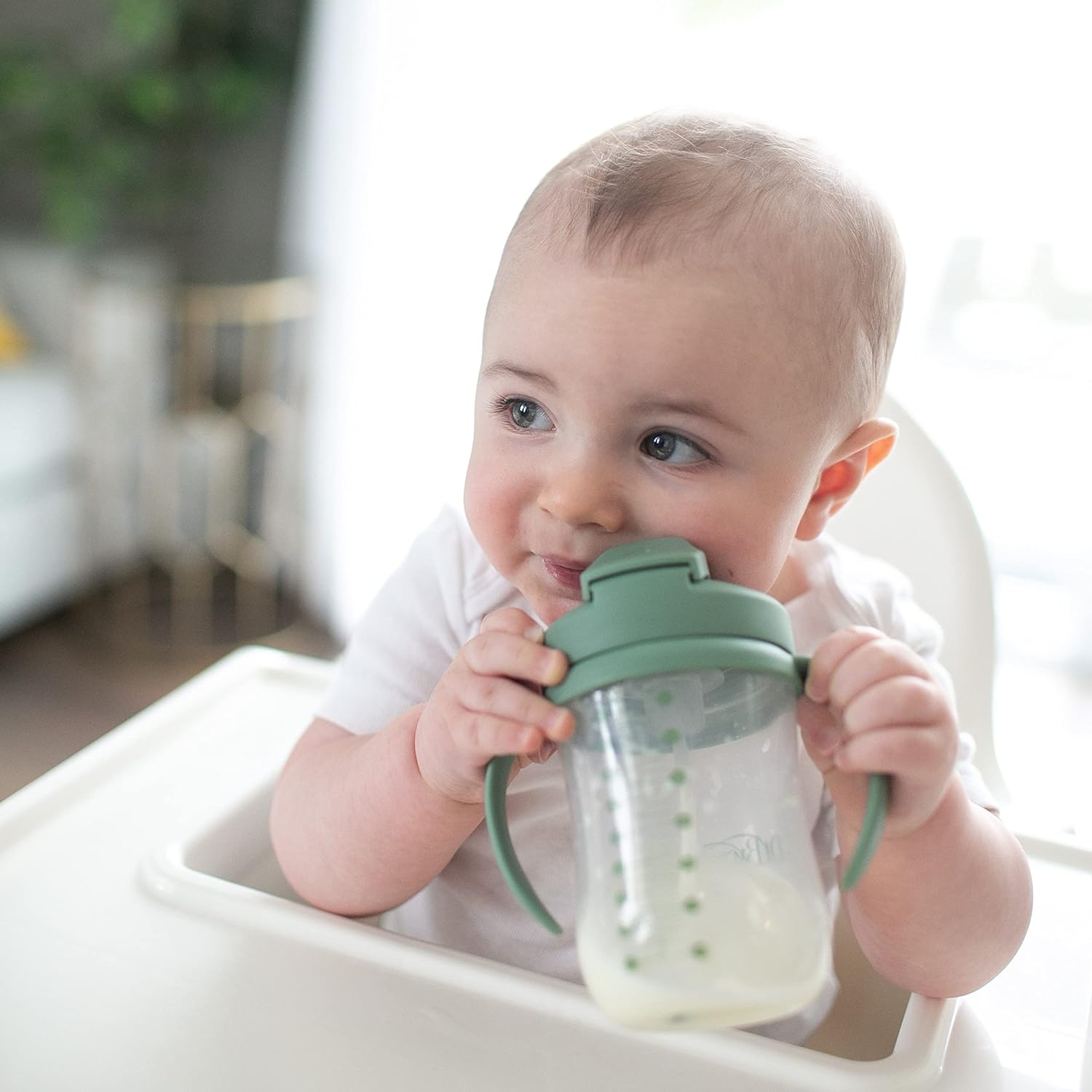 Dr. Brown's Milestones, Baby's First Straw Cup Sippy Cup with Straw, 6m+, 9oz/270ml, 2 Pack, Coral & Olive Green, BPA Free-7