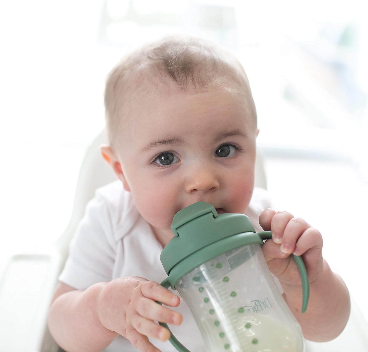 Dr. Brown's Milestones, Baby's First Straw Cup Sippy Cup with Straw, 6m+, 9oz/270ml, 2 Pack, Coral & Olive Green, BPA Free-8