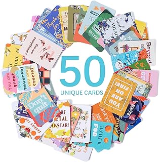 HOMANGA 50 Unique Inspirational Cards, Motivational Kindness Mini Note Cards with Encouragement Quotes, Appreciation, Gratitude, Positive Affirmations Cards for Employees, Coworkers, and Kids