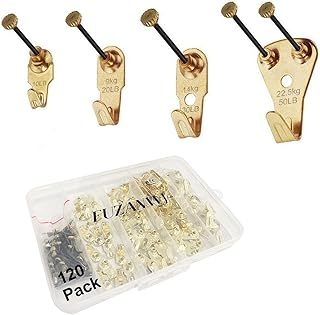 Picture Hangers, 120pcs Picture Hooks with Nails, FUZANWJ Picture Hanging kit, Wall Hangers, Wall Hanging Kit for Drywall/Wooden Wall, Holds 10-50 lbs