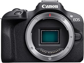 Canon EOS R100 Mirrorless Camera, RF Mount, 24.1 MP, DIGIC 8 Image Processor, Continuous Shooting, Eye Detection AF, Full HD Video, 4K, Small, Lightweight, Wi-Fi, Bluetooth, Content Creation