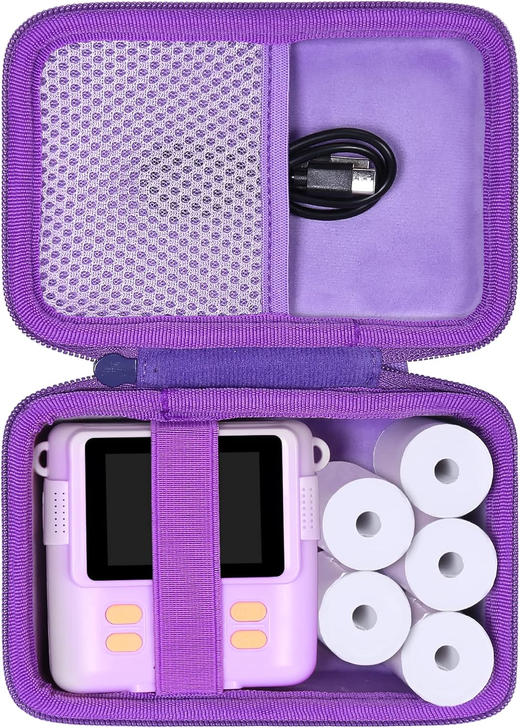 Kids Camera Case for Anchioo/for ESOXOFFORE Instant Print Camera Toys,Kids Selfie Digital Camera Photo Paper & Color Pen Holder by Aenllosi(Purple,Case Only)-0