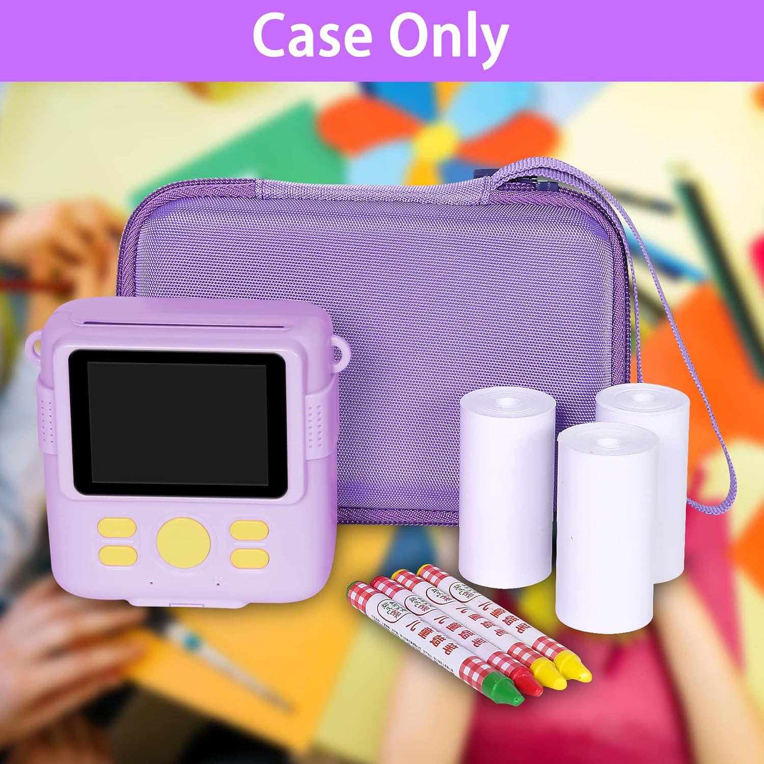 Kids Camera Case for Anchioo/for ESOXOFFORE Instant Print Camera Toys,Kids Selfie Digital Camera Photo Paper & Color Pen Holder by Aenllosi(Purple,Case Only)-5