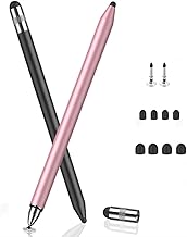 MEKO 3 in 1 Stylus Pens for Touch Screens, High Sensitivity & Precision Capacitive Stylus for Apple iPad iPhone Tablets Samsung Galaxy All Universal Touchscreen Devices (2 Pack-Black/Rose Gold)