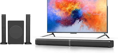 2 in 1 Separable Sound Bar for Smart TV with Subwoofer, Bluetooth 5.0 Surround Sound System for Home Theater, ARC/Optical/Aux/USB TV Speaker, Treble/Bass Adjust, 10 EQ Modes, Remote Included