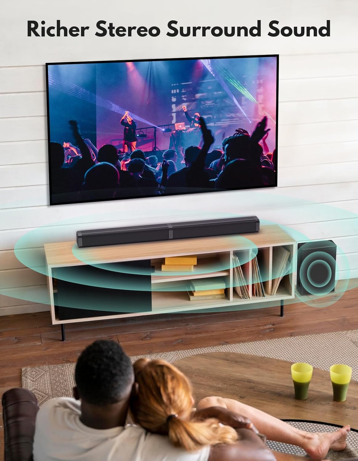 2 in 1 Separable Sound Bar for Smart TV with Subwoofer, Bluetooth 5.0 Surround Sound System for Home Theater, ARC/Optical/Aux/USB TV Speaker, Treble/Bass Adjust, 10 EQ Modes, Remote Included-4