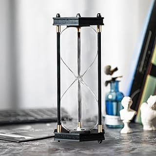 Fillable Hourglass Timer, Hexagon Wooden Frame Decorative Sand Timer (Empty Hourglass, Large Size)