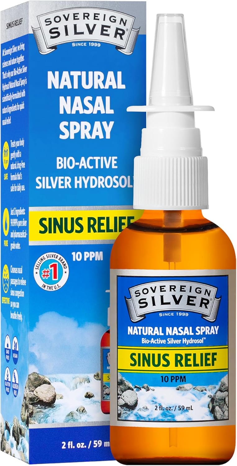 Sovereign Silver Bio-Active Colloidal Silver Hydrosol for Immune Support - 10ppm - 2oz - Nasal Spray-0