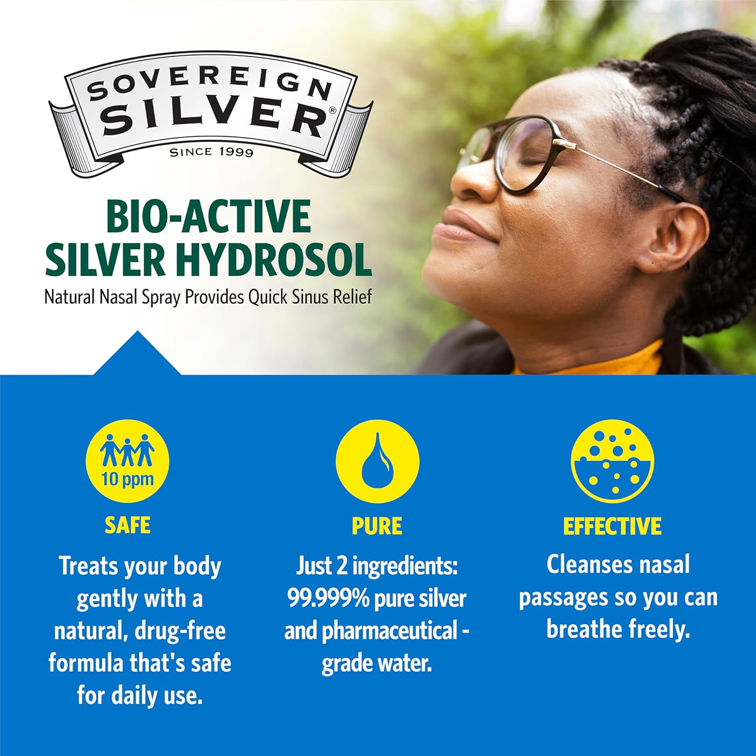 Sovereign Silver Bio-Active Colloidal Silver Hydrosol for Immune Support - 10ppm - 2oz - Nasal Spray-2