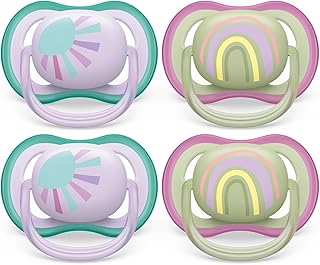 Philips Avent Ultra Air Pacifier - 4 x Light, Breathable Baby Pacifiers for Babies Aged 0-6 Months, BPA Free with Sterilizer Carry Case, SCF085/51