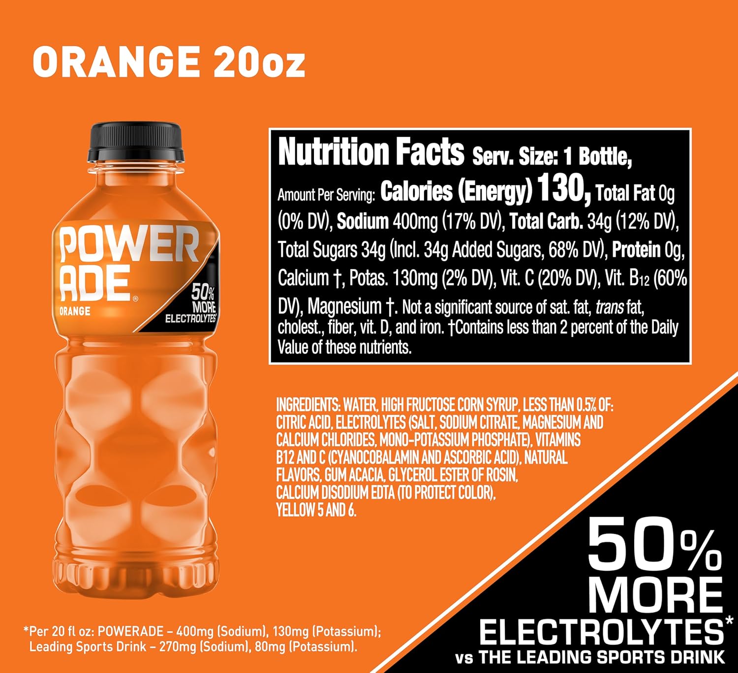 POWERADE Sports Drink Orange, 20 Ounce (Pack of 24)-0