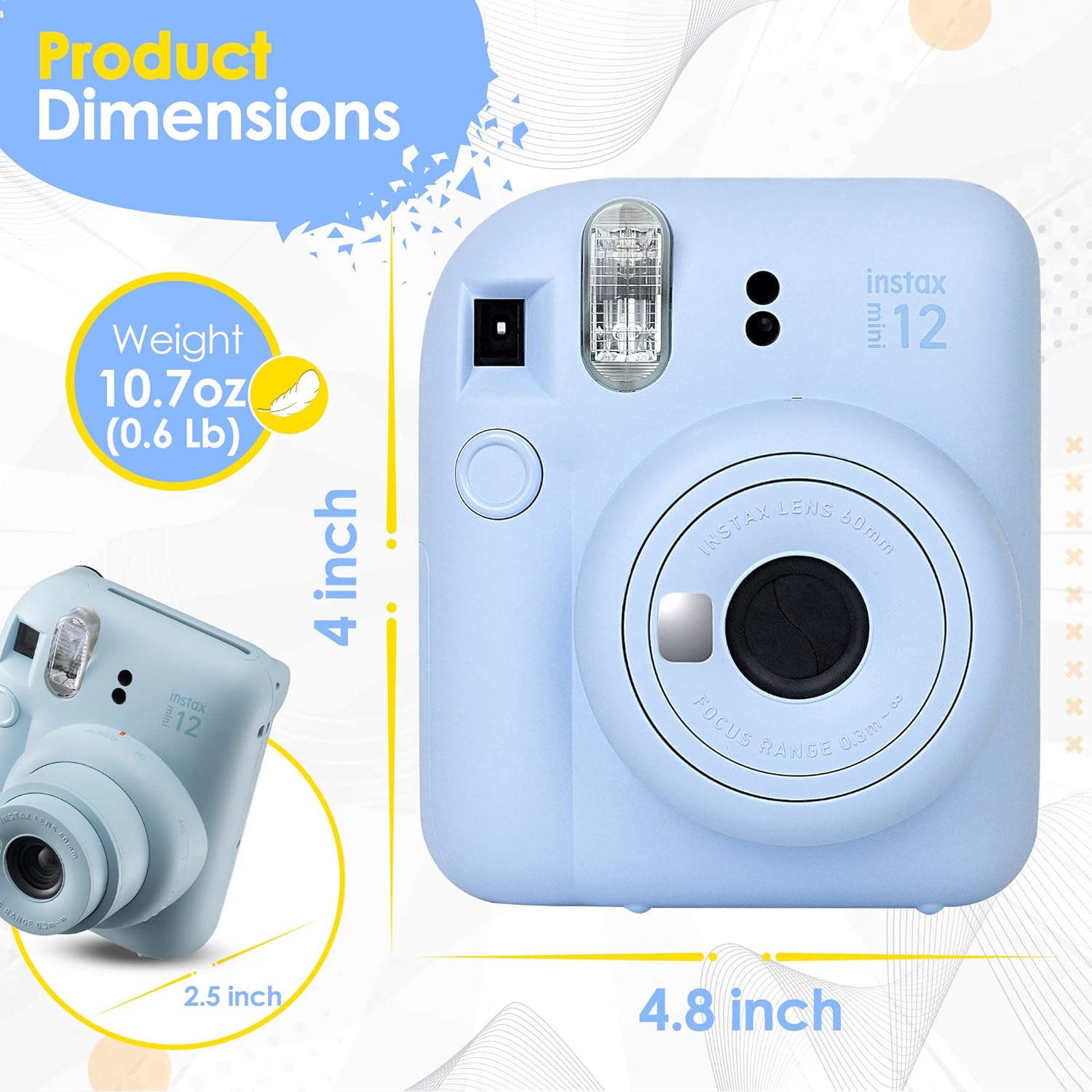 Fujifilm Instax Mini 12 Camera with Fujifilm Instant Mini Film (60 Sheets) Bundle with Deals Number One Accessories Including Carrying Case, Photo Album, Stickers (Mint Green)-3