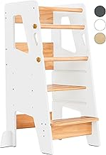 Toddler Standing Tower - Safe Montessori Step Stool for Toddlers, Perfect Tower for Learning New Skills - Ideal Helper for Little Kids in The Kitchen - White