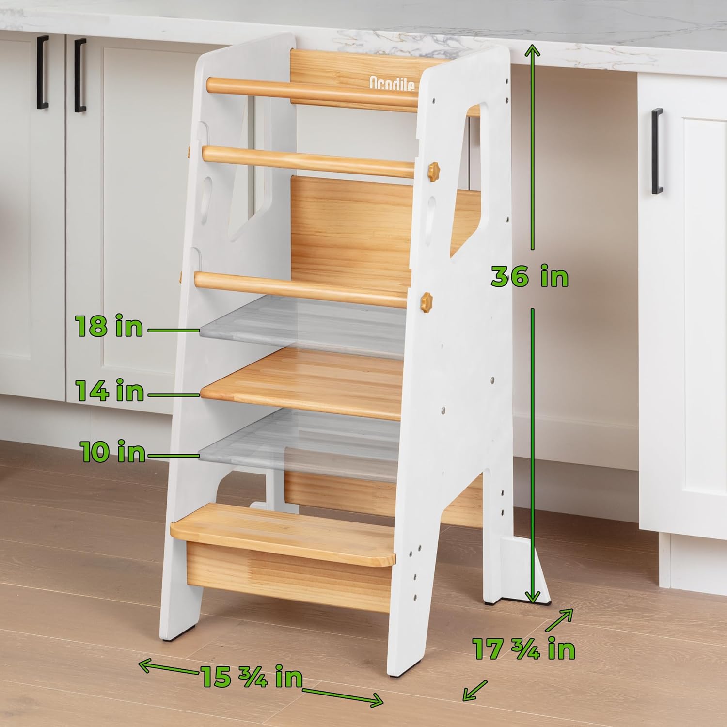 Toddler Standing Tower - Safe Montessori Step Stool for Toddlers, Perfect Tower for Learning New Skills - Ideal Helper for Little Kids in The Kitchen - White-5